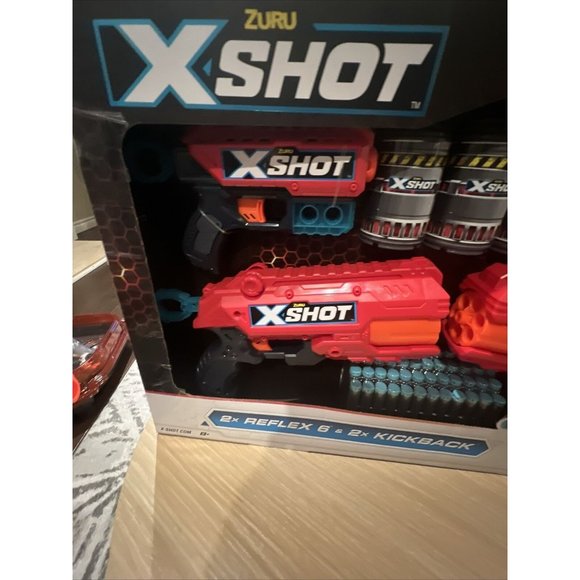 Zuru X-Shot 4 Gun Bundle - 2x Reflex 6 & 2x Kickback with 48 Foam Darts NEW - Picture 3 of 10